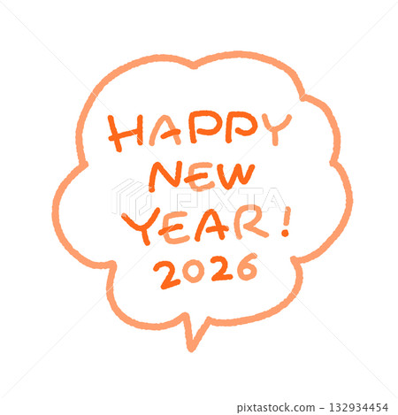 HAPPY NEW YEAR 2026 Pop handwritten letters and speech bubbles 132934454