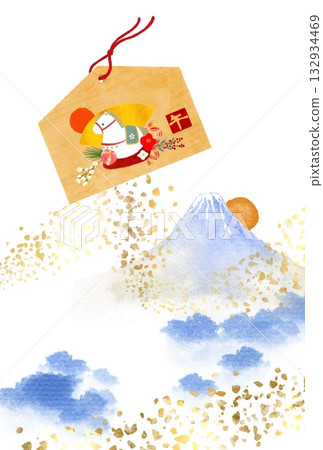 這是一幅水彩插畫,描繪了富士山和新年第一縷陽光的美麗日本風景,描繪的是一塊為馬年祈福的牌匾。 這是一幅水彩插畫,描繪了富士山和新年第一縷陽光的美麗日本風景,描繪的是一塊為馬年祈福的牌匾。 132934469