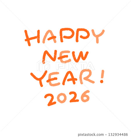 2026年新年快樂!手寫彩色賀卡 2026年新年快樂!手寫彩色賀卡 132934486