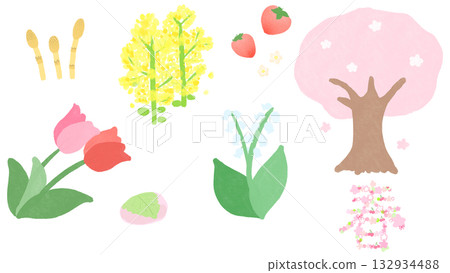 Spring cute flowers set Spring cute flowers set 132934488