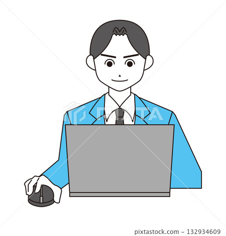 插畫素材：一名男子正在使用筆記型電腦 132934609