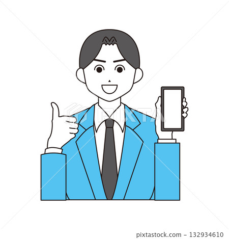 圖:一位女士手持智慧型手機-豎起大拇指 圖:一位女士手持智慧型手機-豎起大拇指 132934610