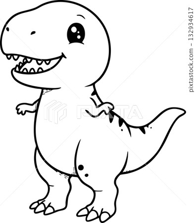 cartoon dinosaur with horns 132934617