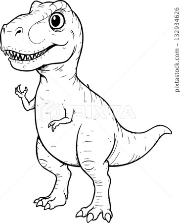 cartoon dinosaur with horns 132934626