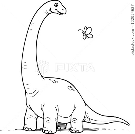 cartoon dinosaur with horns 132934627