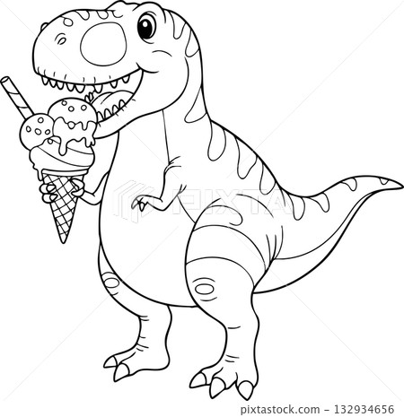cartoon dinosaur with a finger cartoon dinosaur with a finger 132934656