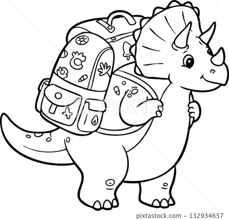 coloring book page with cute cartoon animal coloring book page with cute cartoon animal 132934657