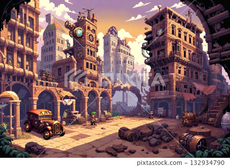 像素藝術風格風景 132934790