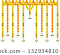 Indian pooja backdrop with marigold flowers design for home pooja, house warming, wedding and traditional events 132934810
