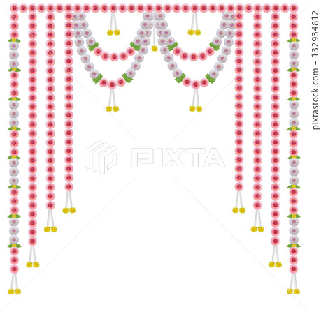 Festive Indian Door Hanging Decoration in Pastel Pink and White Flowers Festive Indian Door Hanging Decoration in Pastel Pink and White Flowers 132934812