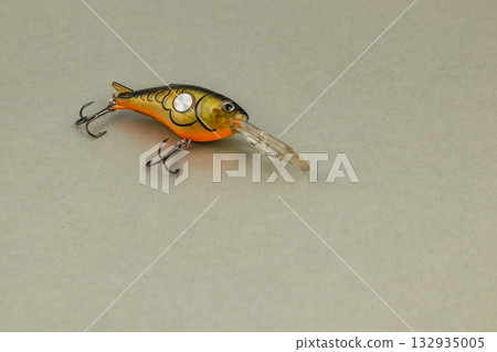 Colorful fishing lure designed for bass fishing in clear waters Colorful fishing lure designed for bass fishing in clear waters 132935005