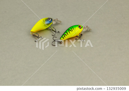 Bright fishing lures showcasing vibrant designs for successful angling 132935009