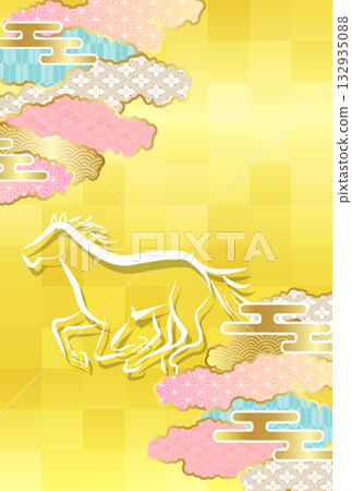 馬年賀卡十二生肖背景 132935088