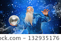 Elderly man in a blue jacket with a disco ball, created AI 132935176