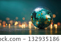 Disco ball glimmers with vibrant reflections, created AI 132935186