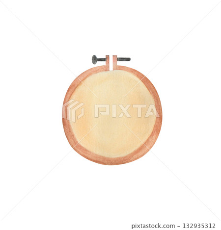 Watercolor illustration of a sewing kit. Embroidery Watercolor illustration of a sewing kit. Embroidery 132935312