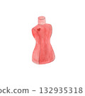 Watercolor illustration of a sew , mannequin clothes .Suitable for a studio or designer 132935318