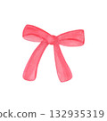 Set of hand-drawn watercolor bows and ribbons. Colored decorative bows for cards , decor 132935319