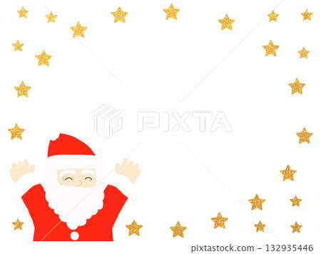 Santa Claus and golden star frame Santa Claus and golden star frame 132935446