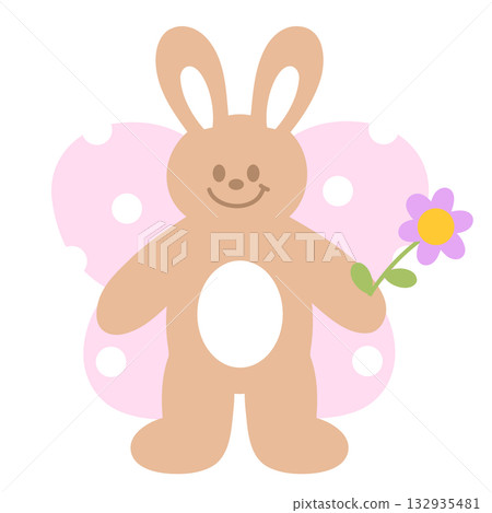 Cute illustration of bunny with butterfly wings for animal decoration, insect, rabbit cartoon, happy easter, pet shop, vet, characters, comic, mascot, patch, brooch, plush toy, kid doll, nature, zoo 132935481