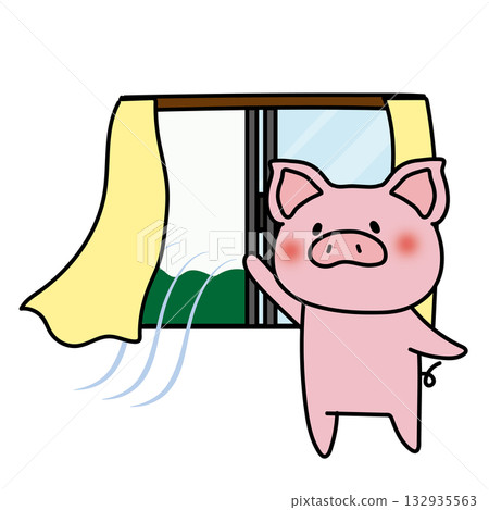 一頭豬打開窗戶通風 一頭豬打開窗戶通風 132935563