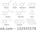 Illustration set of chemical structural formulas Honeycomb structure 132935578