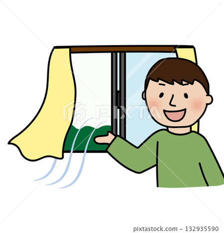 A man who opens a window and ventilates A man who opens a window and ventilates 132935590