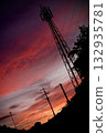 Reddish purple sunset and radio tower 132935781
