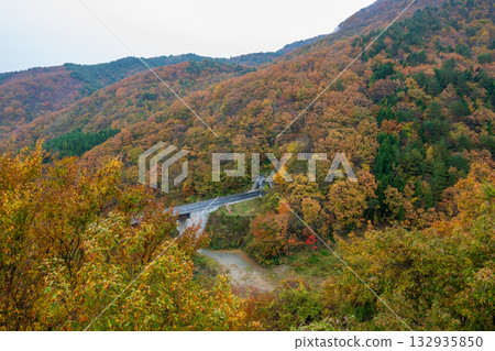 日本福島縣磐梯山的秀麗山形 132935850