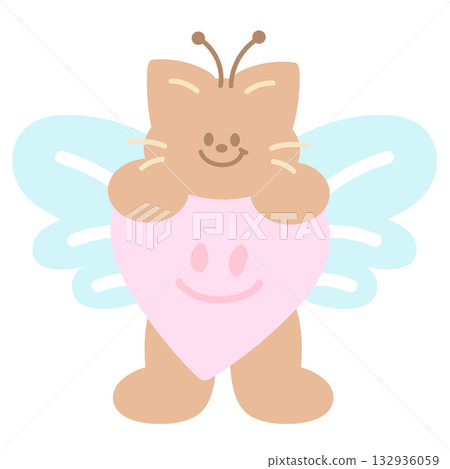 Cute illustration of cat with butterfly wing, heart for animal decoration, insect, kitten cartoon, cat drawing, pet shop, vet, characters, comic, mascot, patch, brooch, foster home, adopt cat, nature Cute illustration of cat with butterfly wing, heart for animal decoration, insect, kitten cartoon, cat drawing, pet shop, vet, characters, comic, mascot, patch, brooch, foster home, adopt cat, nature 132936059