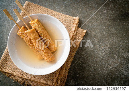 Odeng - Korean fish cake skewer in soup Odeng - Korean fish cake skewer in soup 132936597