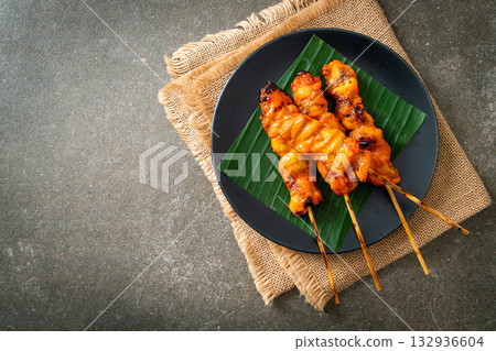 grilled chicken skewer in Asian style 132936604