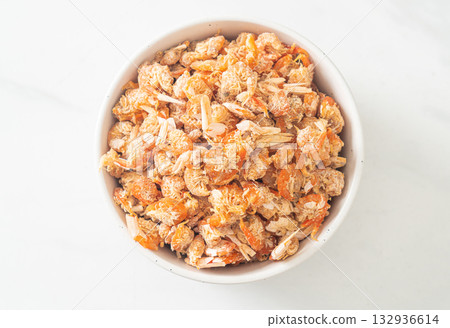 dried shrimps or dried salted prawn 132936614