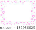 Cute illustration frame material with hearts and glittering neon 132936625