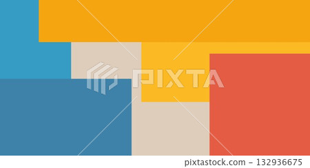 A flat design featuring overlapping rectangles in shades of blue orange and beige coral colors A flat design featuring overlapping rectangles in shades of blue orange and beige coral colors 132936675