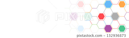 Abstract geometric background with a hexagon pattern. Hexagonal shape design elements for a banner or website header template Abstract geometric background with a hexagon pattern. Hexagonal shape design elements for a banner or website header template 132936873