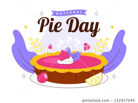National Pie Day Vector Illustration On January 23 Featuring Delicious Pastry Shells And Various Fillings In a Flat Style Cartoon Background 132937044