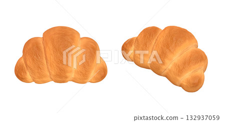 Croissant 3DCG render material. A realistic and delicious bread illustration. Croissant 3DCG render material. A realistic and delicious bread illustration. 132937059