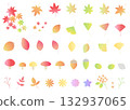 Autumn-themed illustration set icons: autumn leaves, green maples, ginkgo leaves 132937065