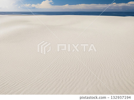 Sandy beach, sea and blue sky 132937194