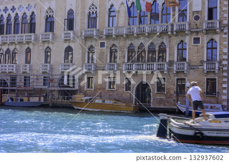 View of Venice, Italy from a boat 132937602