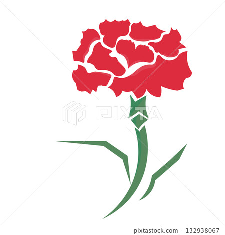 Illustration of a carnation with a heart-shaped leaf that resembles a hand Illustration of a carnation with a heart-shaped leaf that resembles a hand 132938067