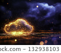 Enchanting Cloud Illumination with Glowing Particles in Dark Background 132938103
