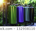 Colorful Industrial Gas Cylinders in Modern Environmental Setting 132938110