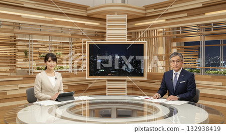 新聞節目中的男女新聞主播 132938419