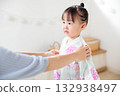 一名2歲女孩穿著浴衣。兒童浴衣穿法 132938497