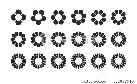Flower petal diagram. Circle division infographic icon. Flower with leaves flat shape icon. Infographic circle diagram. Pie chart. Round wheel chart. Vector illustration isolated on white background 132938510