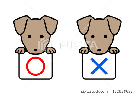 插畫資料：正確和錯誤的答案，狗 132938652
