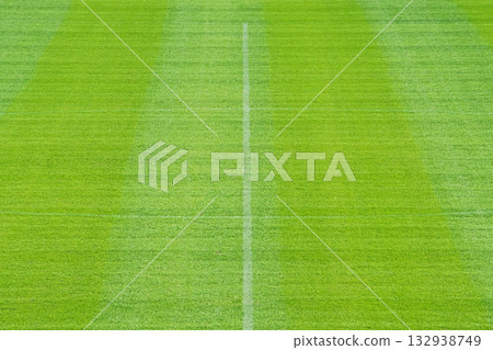 Soccer practice field turf after maintenance 132938749