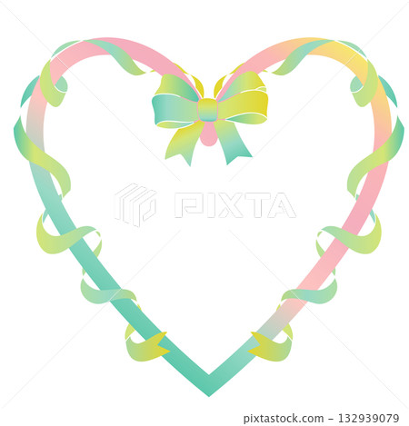 Green and pink ribbon heart frame 132939079